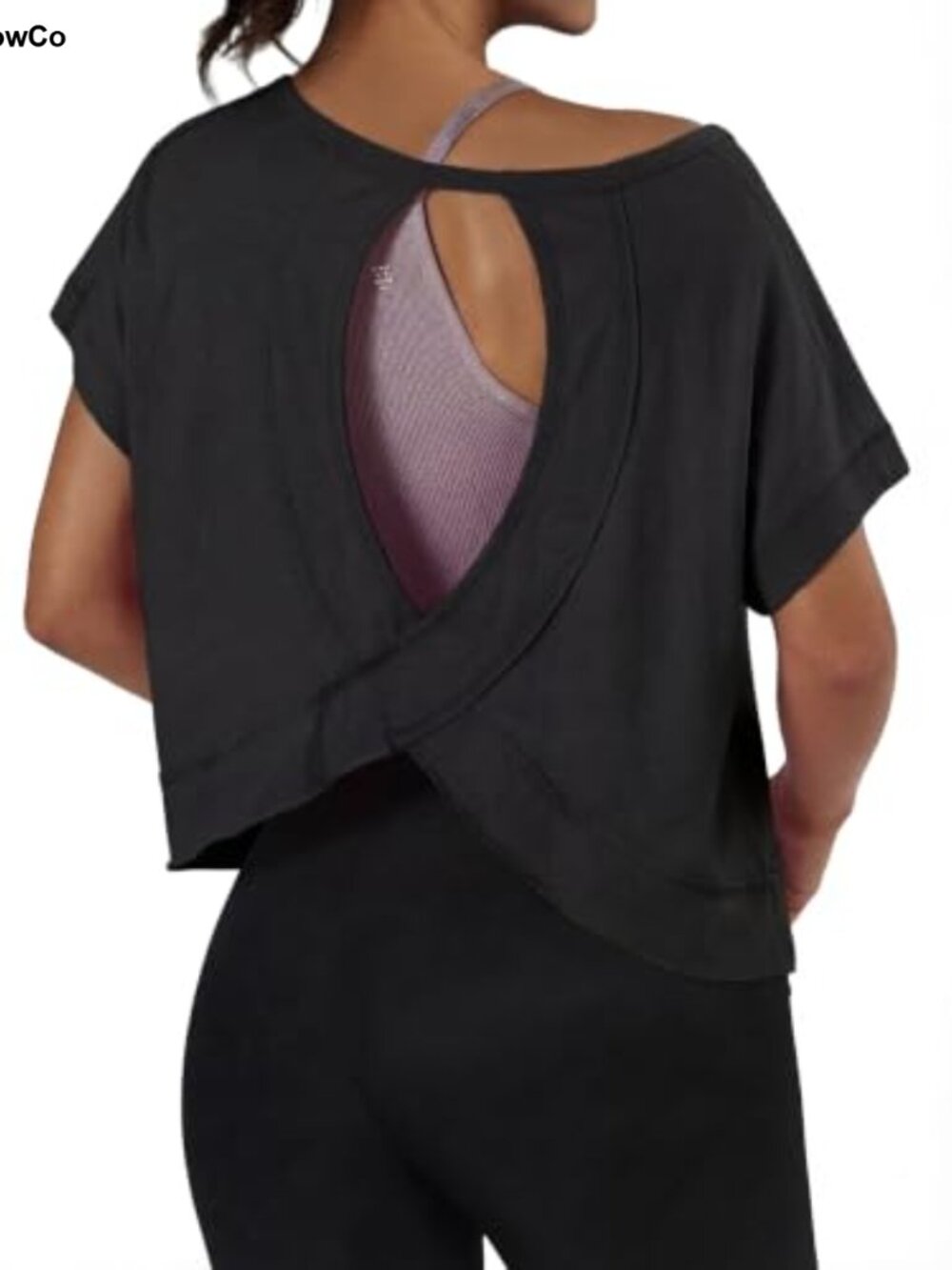 Open Back Workout Crop Tee Backless Athletic Yoga Top